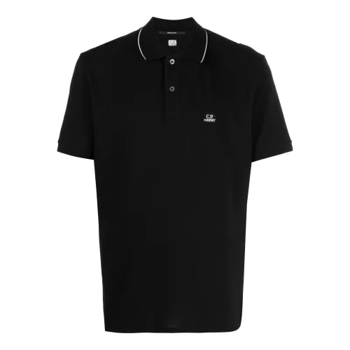 C.p. Company , Black Stretch Piquet Polo Shirt ,Black male, Sizes: