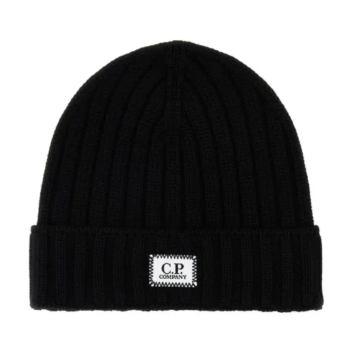 C.p. Company , Black Wool Beanie Hat ,Black male, Sizes: ONE