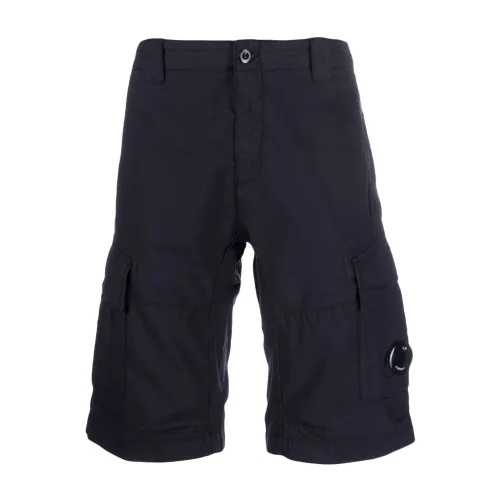C.p. Company , Blue Cargo Shorts with Zip and Button Closure ,Blue male, Sizes:
