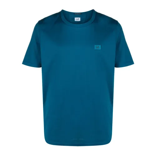 C.p. Company , Blue Cotton Crew Neck T-shirt ,Blue male, Sizes:
