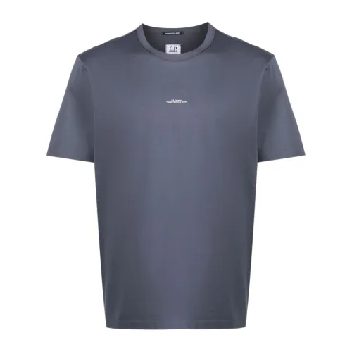 C.p. Company , Blue Cotton Logo Print T-shirt ,Blue male, Sizes:
