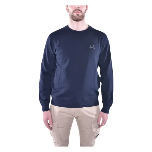 C.p. Company , Blue Crew Neck Cotton Fleece Sweater ,Blue male, Sizes: