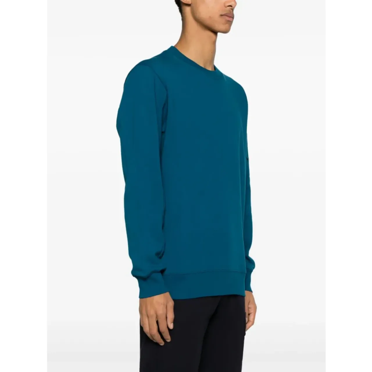 C.p. Company , Blue Fleece Cotton Sweatshirt with Ribbed Crew Neck ,Blue male, Sizes: