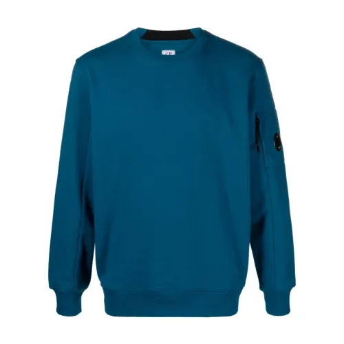 C.p. Company , Blue Logo Sweatshirt with Pocket Detail ,Blue male, Sizes: