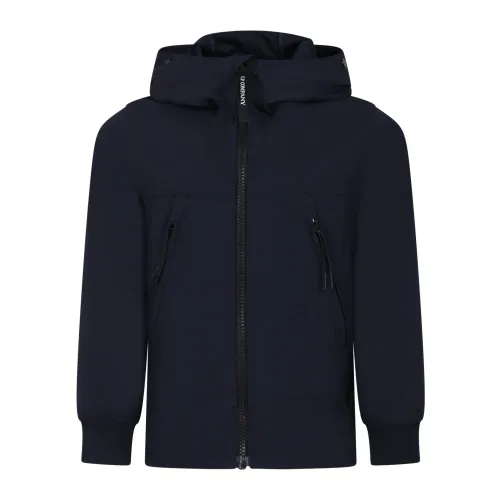 C.p. Company , Blue Long-Sleeved Jacket with Goggle Hood ,Blue unisex, Sizes: