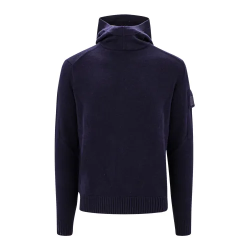 C.p. Company , Blue Wool Blend Hooded Turtleneck Aw23 ,Blue male, Sizes: