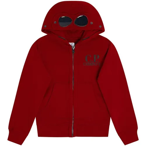 CP COMPANY Boy'S Goggle Zip Hoodie - Red