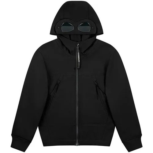 CP COMPANY Boys Softshell Goggle Hooded Jacket - Black