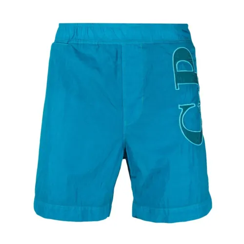 C.p. Company , Chrome R Long Logo Swim Shorts ,Blue male, Sizes: