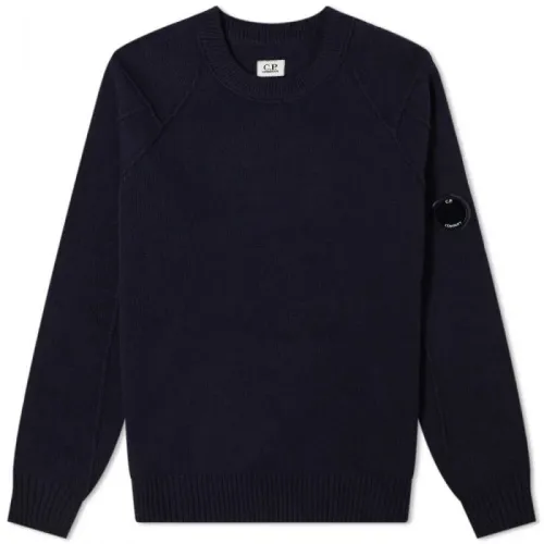 C.p. Company , Classic Crew Neck Lambswool Knitwear ,Blue male, Sizes: