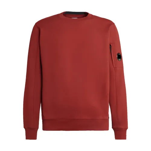 C.p. Company , Classic Round Neck Sweatshirt with Arm Lens ,Red male, Sizes: