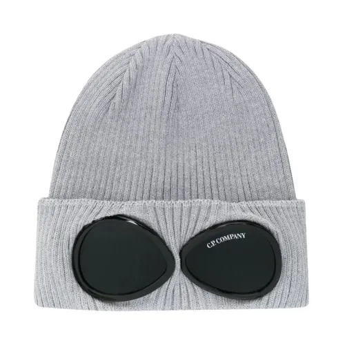 C.p. Company , Cotton Goggle Beanie in Grey ,Gray unisex, Sizes: ONE
