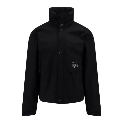 C.p. Company , Cotton Jacket with Hidden Hood ,Black male, Sizes: