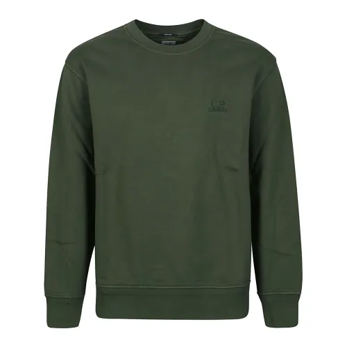 C.p. Company , Diagonal Fleece Logo Sweatshirt ,Green male, Sizes: