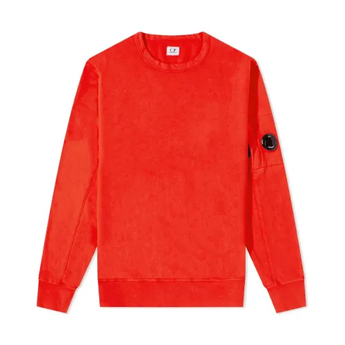 C.p. Company , Diagonal Raised Fleece Crew Neck Sweatshirt ,Red male, Sizes: