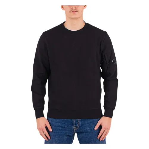 C.p. Company , Diagonal Raised Fleece Lens Sweatshirt ,Black male, Sizes: