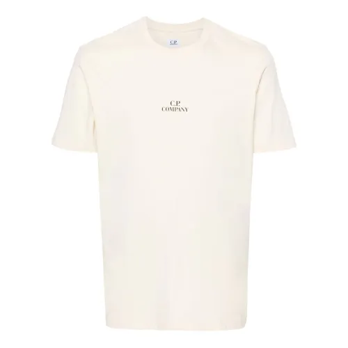 C.p. Company , Ecru Logo Print Jersey T-shirt ,Beige male, Sizes: