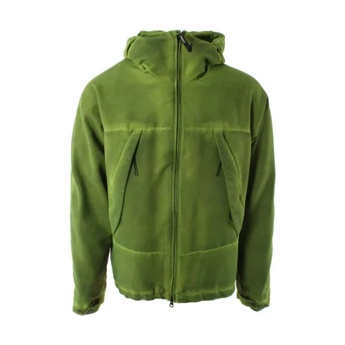 C.p. Company , Elegant Green Hooded Jacket with Eclipse Art Design ,Green male, Sizes: