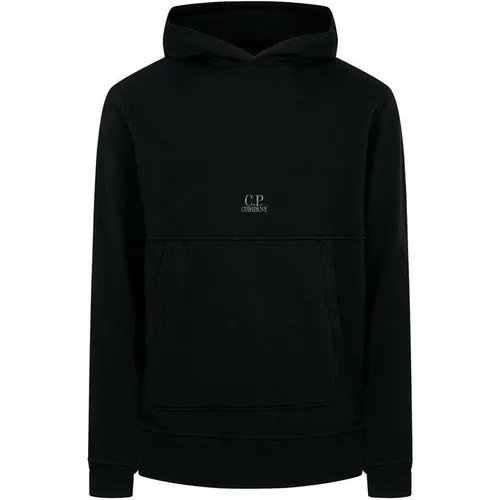CP COMPANY Embroiderd Logo Hoodie - Black
