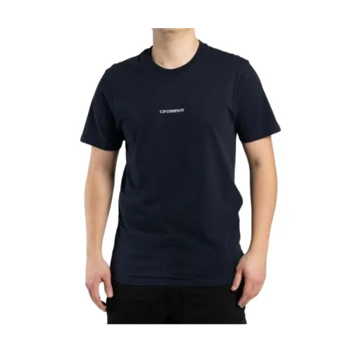 C.p. Company , Graphic Print Crewneck T-Shirt for Men ,Blue male, Sizes: