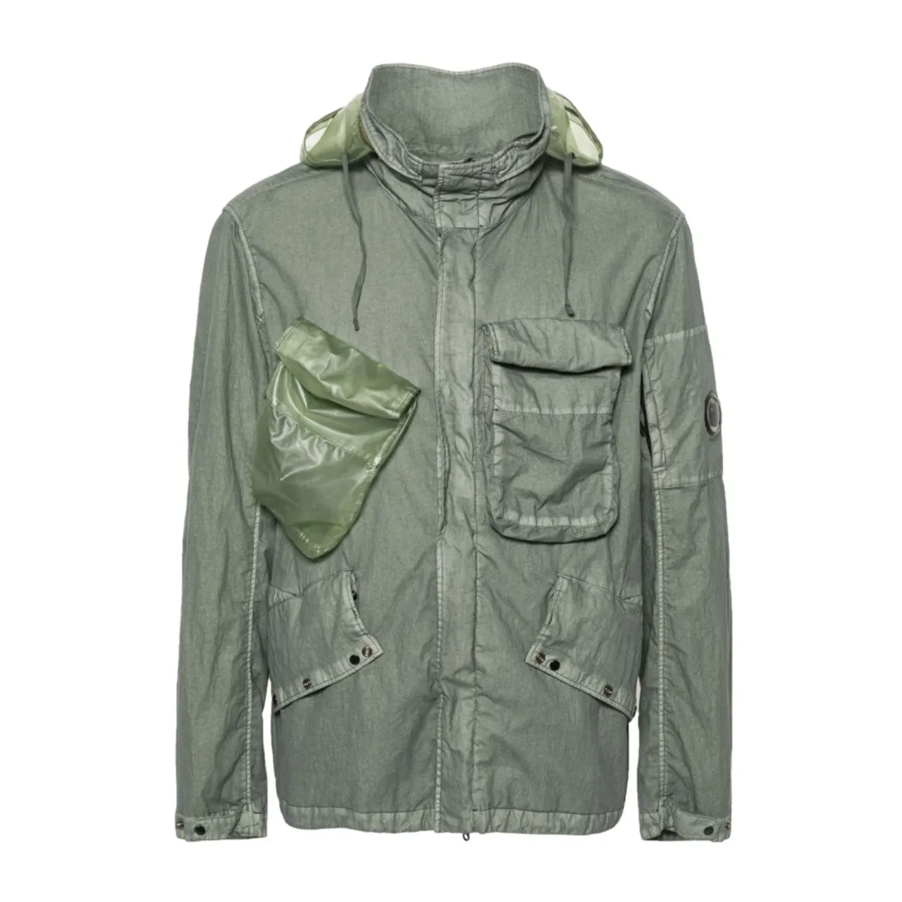 C.p. Company , Green Cotton Blend Jacket with Concealed Hood ,Green male, Sizes: