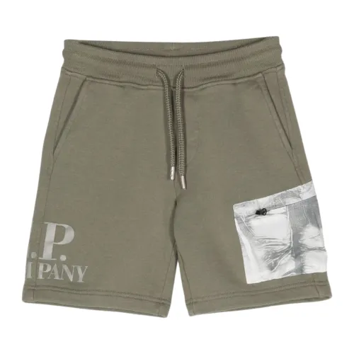 C.p. Company , Green Logo Shorts for Kids ,Green male, Sizes: