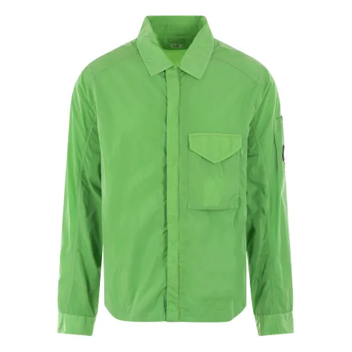 C.p. Company , Green Technical Shirt with Rubber Logo Patch ,Green male, Sizes: