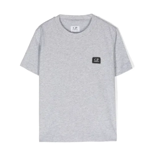 C.p. Company , Grey Logo T-shirt with Short Sleeves ,Gray male, Sizes: