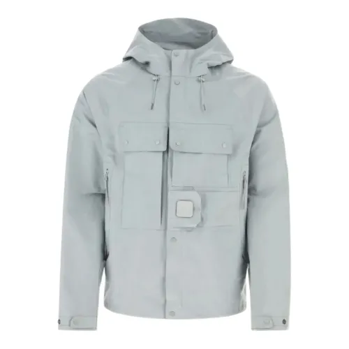 C.p. Company , Grey Polyester Coat with Tonal Logo Application ,Gray male, Sizes: