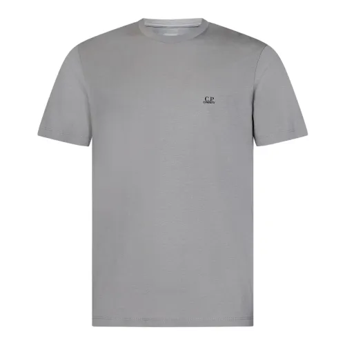 C.p. Company , Grey T-shirts and Polos with Goggle Hood Graphic Print ,Gray male, Sizes: