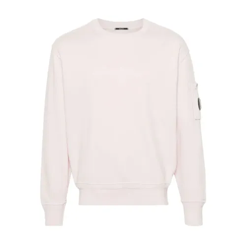 C.p. Company , Heavenly Pink Diagonal Fleece Crewneck Sweatshirt ,Pink male, Sizes: