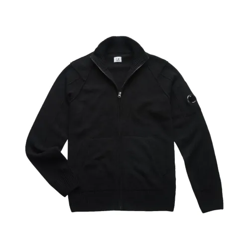 C.p. Company , High Neck Lambswool Cardigan with Zipper ,Black male, Sizes: