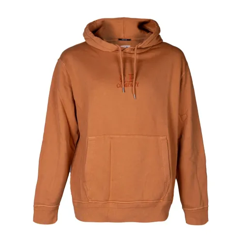 C.p. Company , Hooded Cotton Sweatshirt Regular Fit ,Brown male, Sizes: