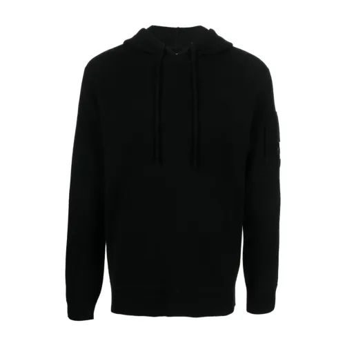 C.p. Company , Hooded Sweater ,Black male, Sizes: