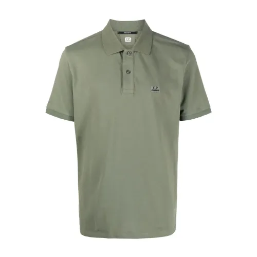 C.p. Company , Iconic Logo Patch Polo Shirt ,Green male, Sizes: