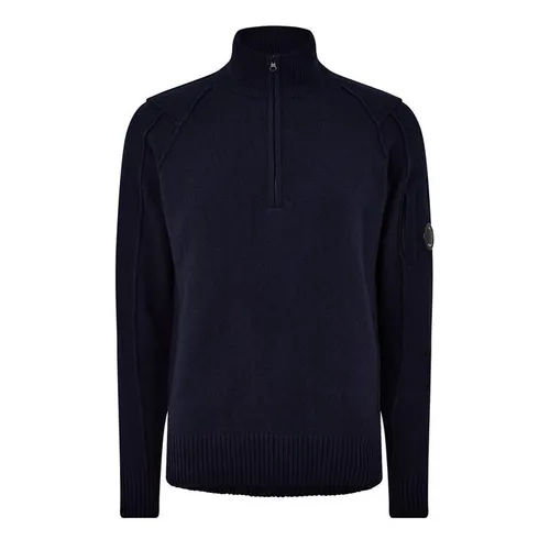 CP Company Lambswool Quarter Zipped Knit Sweatshirt - Blue