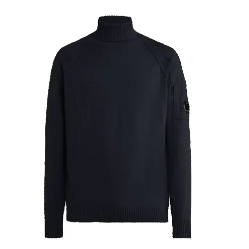C.p. Company , Lambswool Roll Neck Jumper with Thick Ribbed Detail ,Black male, Sizes: