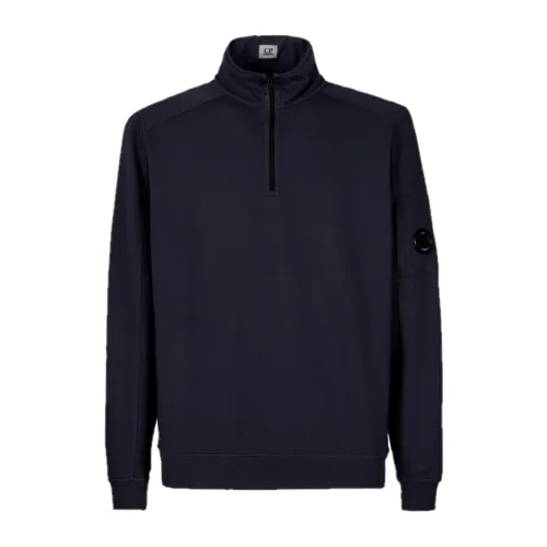 C.p. Company , Light Fleece Half Zip Sweatshirt ,Blue male, Sizes: