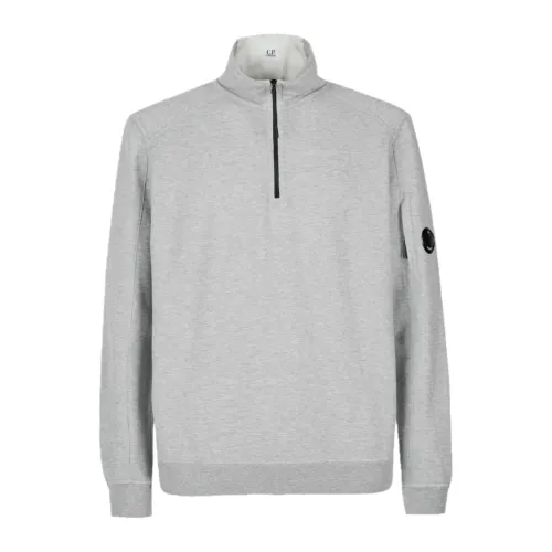 C.p. Company , Light Fleece Half Zip Sweatshirt ,Gray male, Sizes: