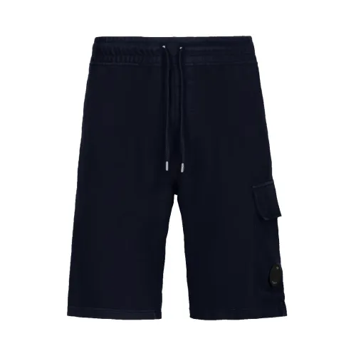 C.p. Company , Light Fleece Knee Shorts with Straight Cut Design ,Blue male, Sizes: