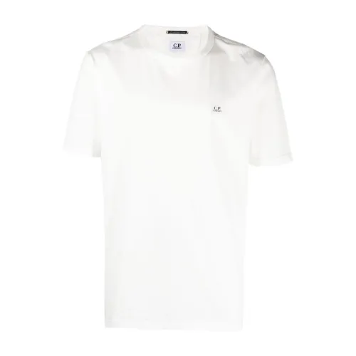 C.p. Company , Logo Cotton T-shirt with Crew Neck ,White male, Sizes: