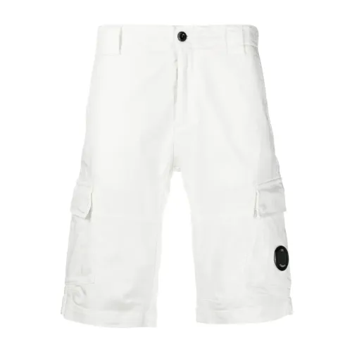 C.p. Company , Logo Patch Bermuda Shorts ,White male, Sizes: