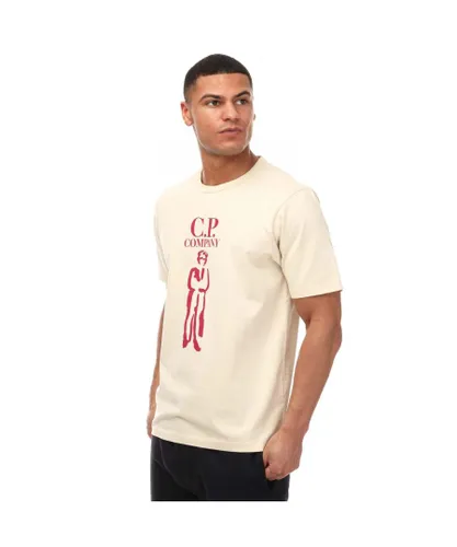 C.P. Company Mens 30/2 Mercerized Jersey Sailor T-Shirt in Cream Cotton