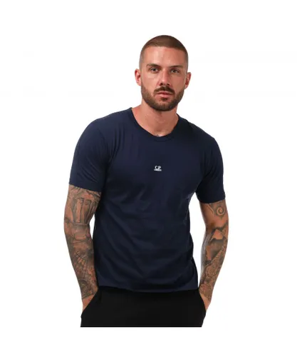 C.P. Company Mens 70/2 Mercerized Twisted Logo T-Shirt in Navy Cotton
