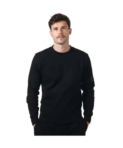 C.P. Company Mens Diagonal Raised Fleece Sweatshirt in Black Cotton