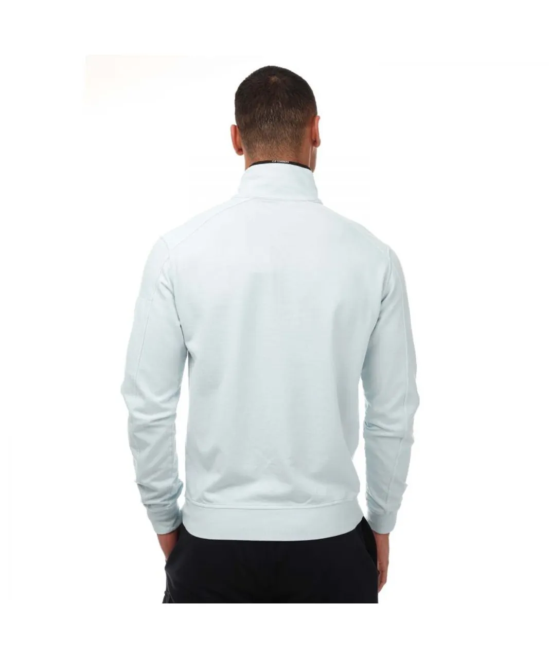 C.P. Company Mens Light Fleece Zipped Sweatshirt in Blue Cotton