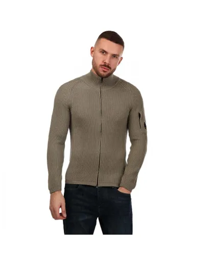 C.P. Company Mens Re-Wool Zipped Knitted Jumper in Silver Wool (archived)