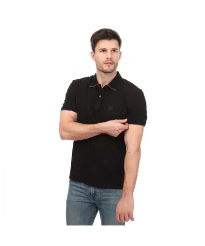 C.P. Company Mens Short Sleeve Polo Shirt in Black Cotton