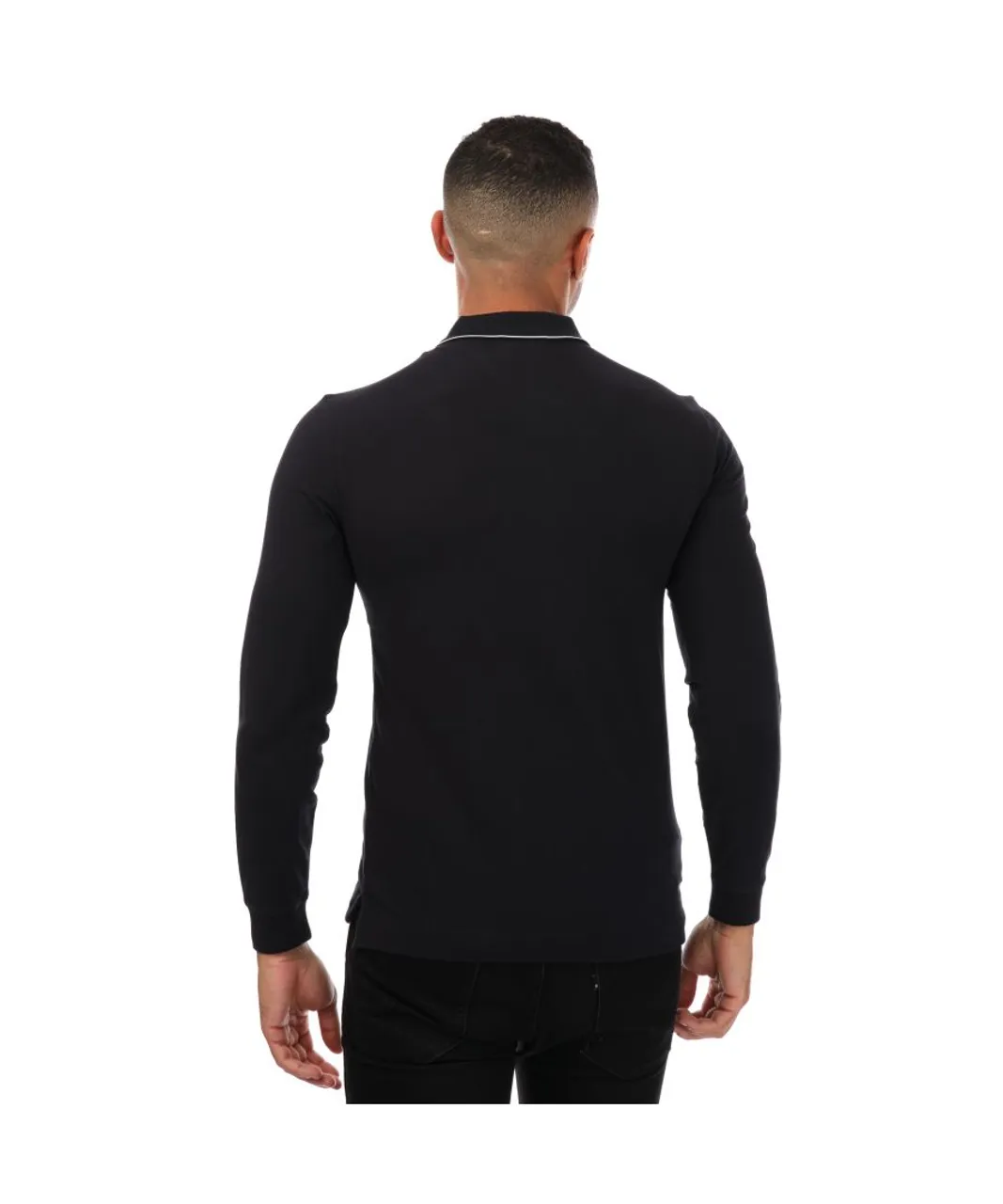 C.P. Company Mens Stretch Piquet Slim Polo Shirt in Navy - Black Cotton