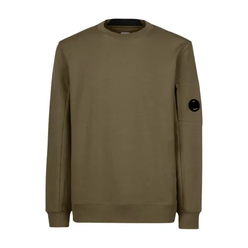 C.p. Company , Military Green Diagonal Raised Fleece Sweatshirt ,Green male, Sizes: